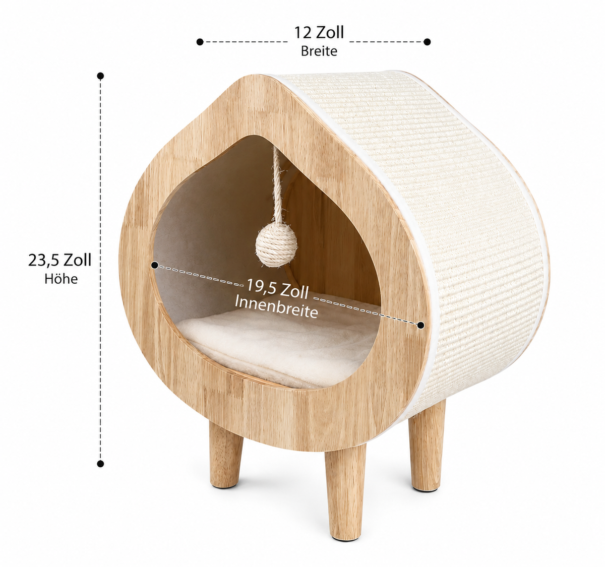 Luxuriöses Katzenbett aus Holz