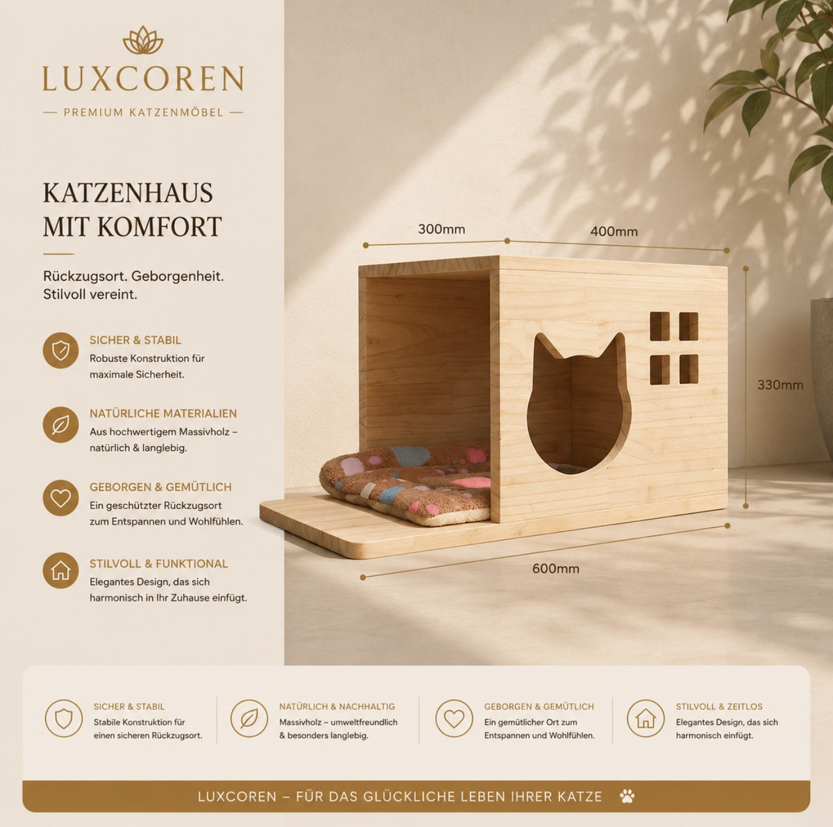 Luxcoren™ Premium Katzen-Kletterwand aus Massivholz