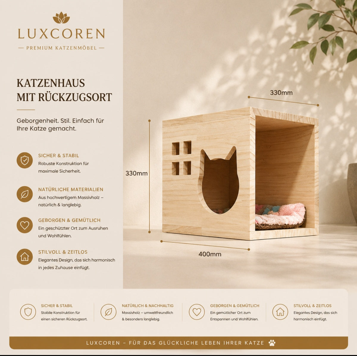 Luxcoren™ Premium Katzen-Kletterwand aus Massivholz