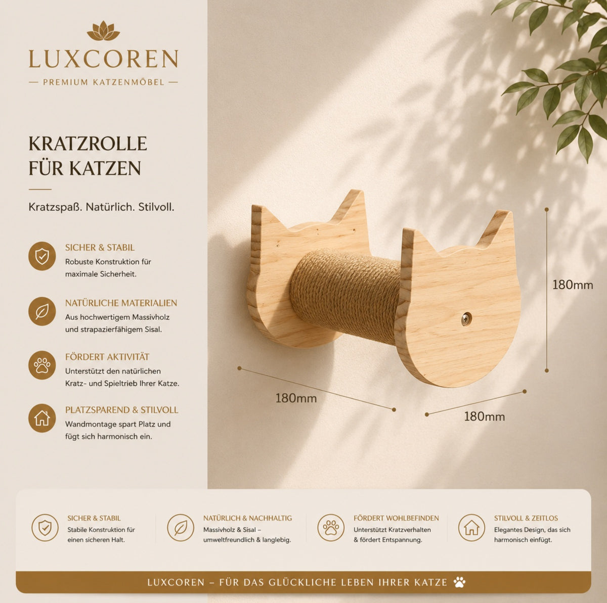 Luxcoren™ Premium Katzen-Kletterwand aus Massivholz