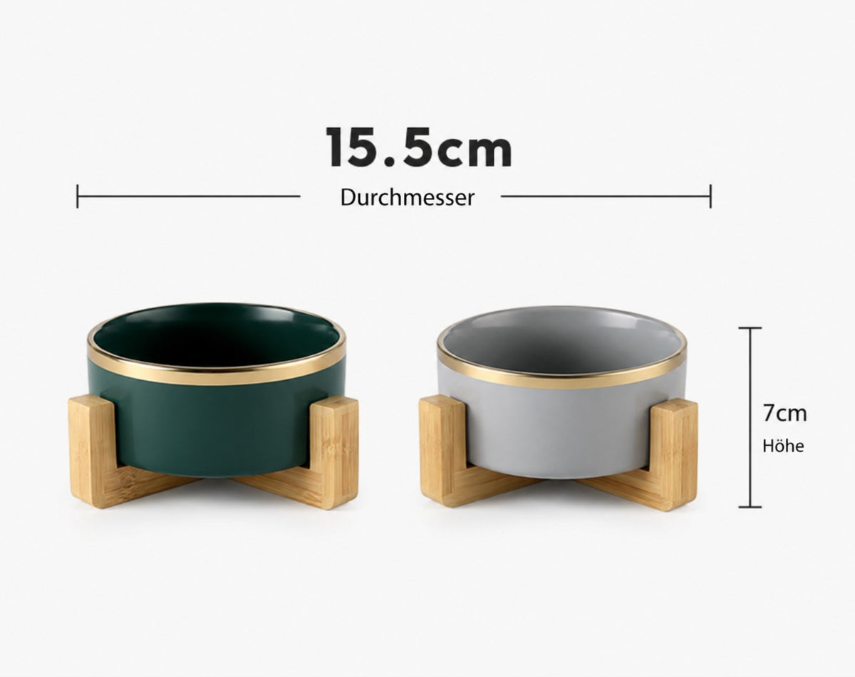 Luxcoren™ Premium Keramik-Futternapf mit Holzständer – Stilvoll, Robust & Pflegeleicht