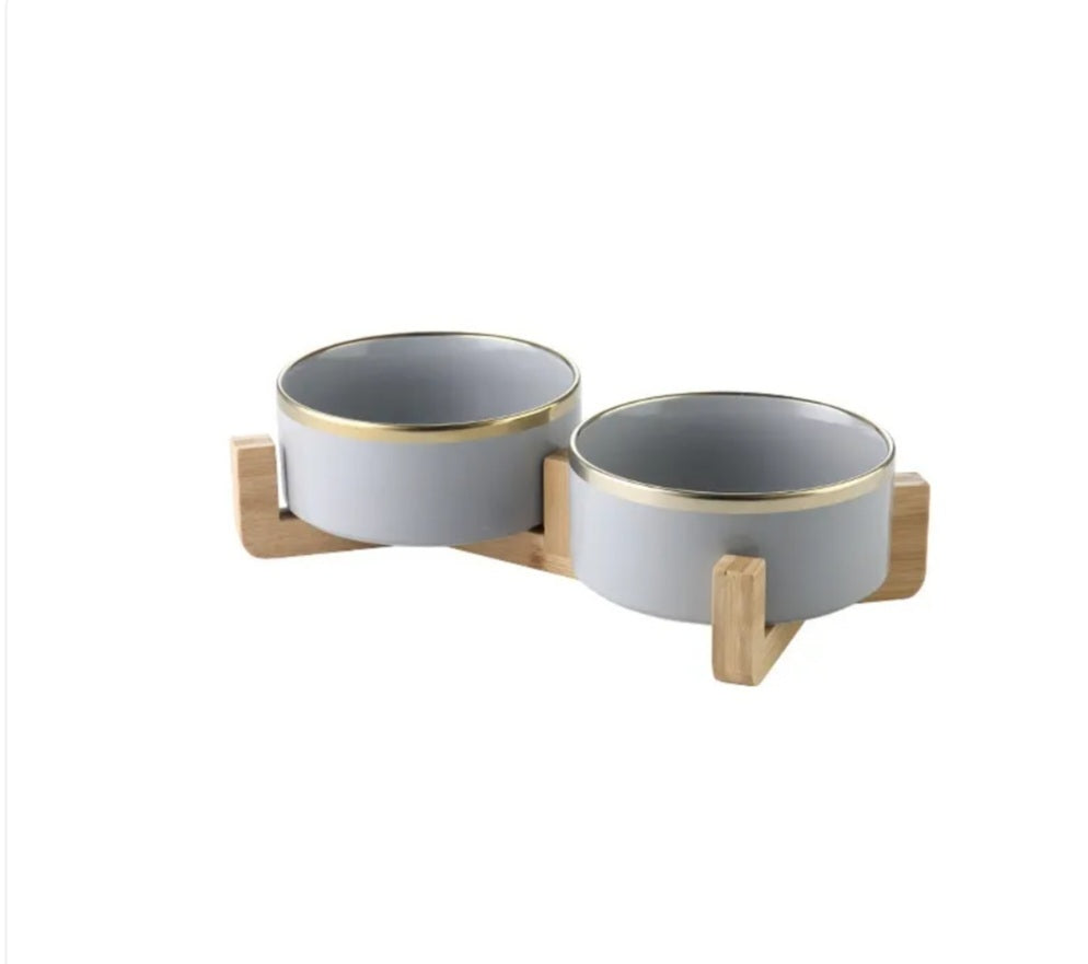 Luxcoren™ Premium Keramik-Futternapf mit Holzständer – Stilvoll, Robust & Pflegeleicht