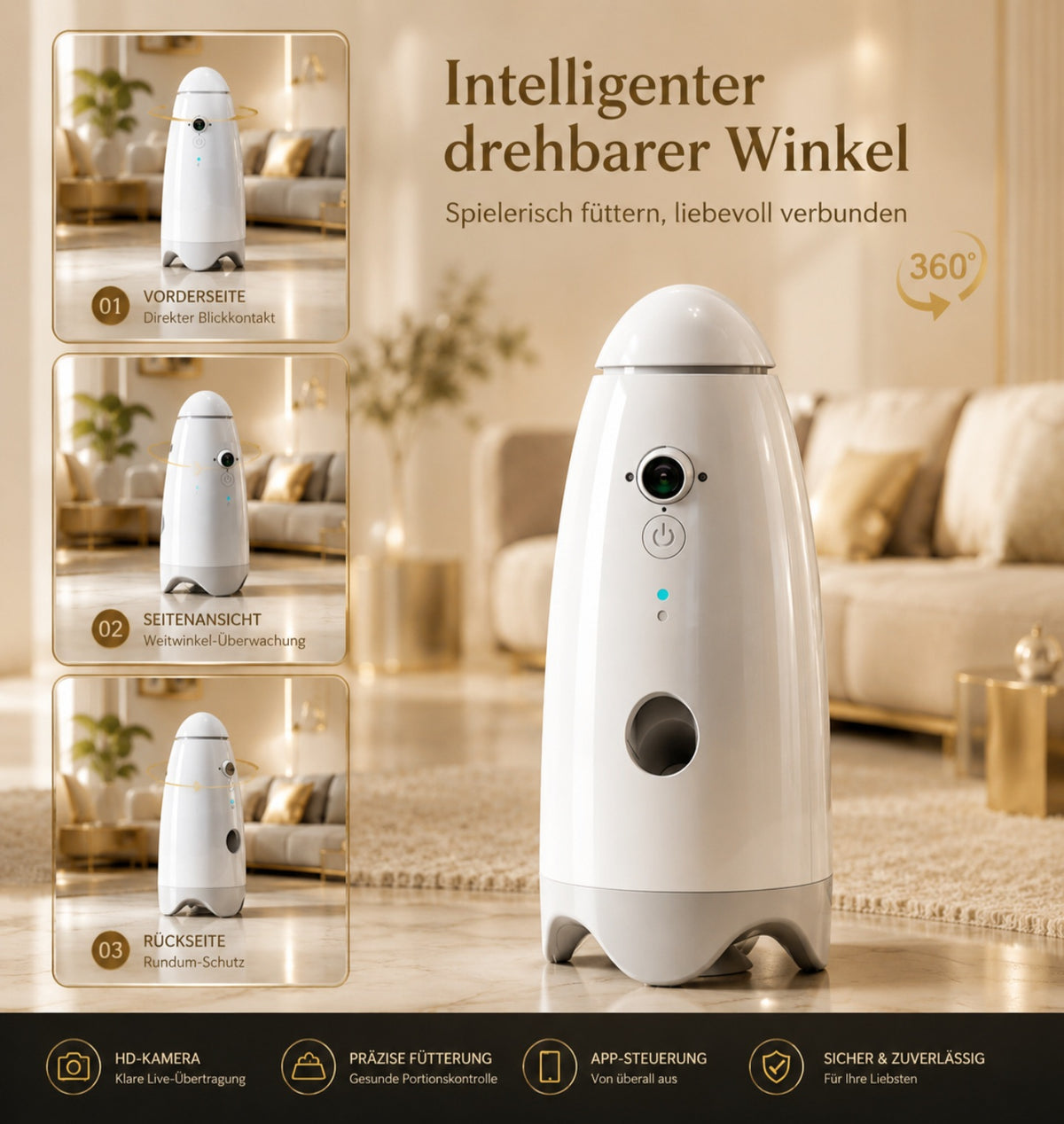 Luxcoren™ Intelligenter Futterautomat mit HD-Kamera & App-Steuerung für Hunde und Katzen