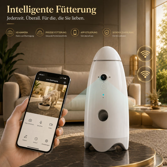 Luxcoren™ Intelligenter Futterautomat mit HD-Kamera & App-Steuerung für Hunde und Katzen