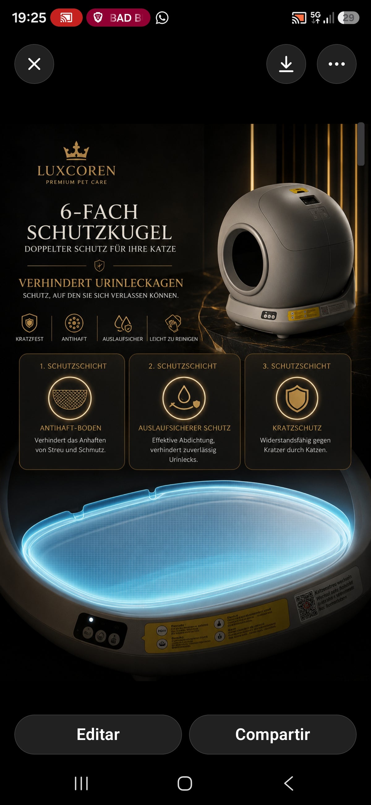 Luxcoren™ Premium Automatische Katzentoilette – Intelligente Selbstreinigung & Geruchskontrolle