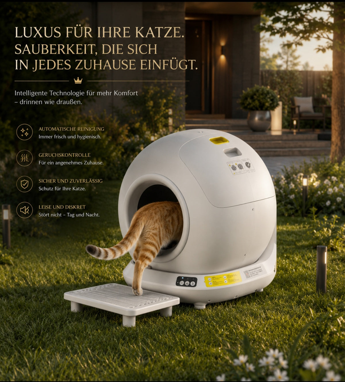 Luxcoren™ Premium Automatische Katzentoilette – Intelligente Selbstreinigung & Geruchskontrolle