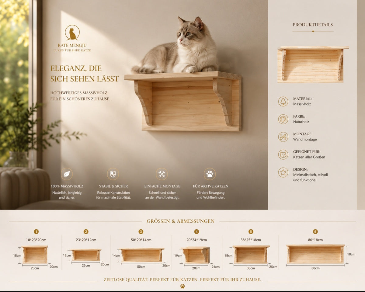 Premium Kletterwand für Katzen aus Massivholz