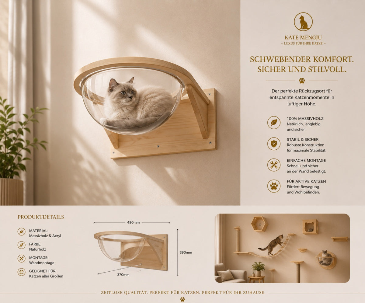 Premium Kletterwand für Katzen aus Massivholz