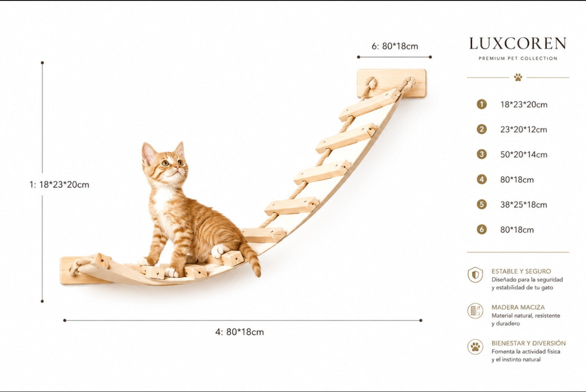 Premium Kletterwand für Katzen aus Massivholz