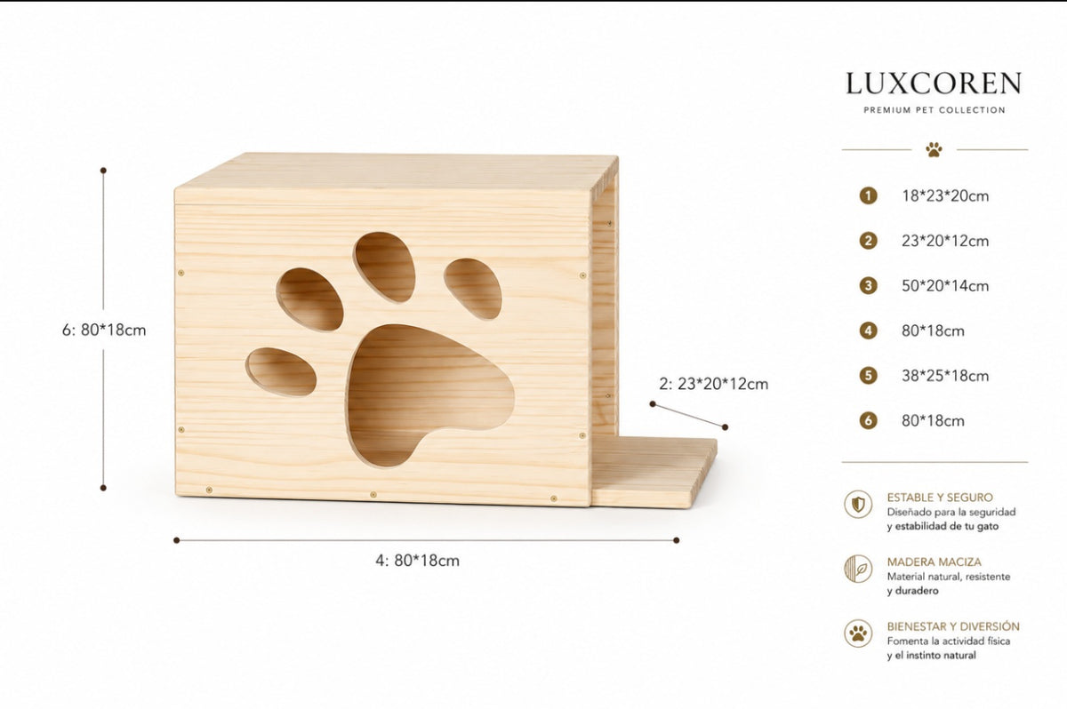 Premium Kletterwand für Katzen aus Massivholz