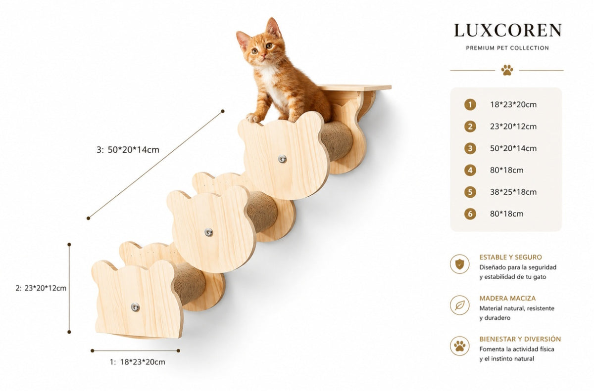 Premium Kletterwand für Katzen aus Massivholz