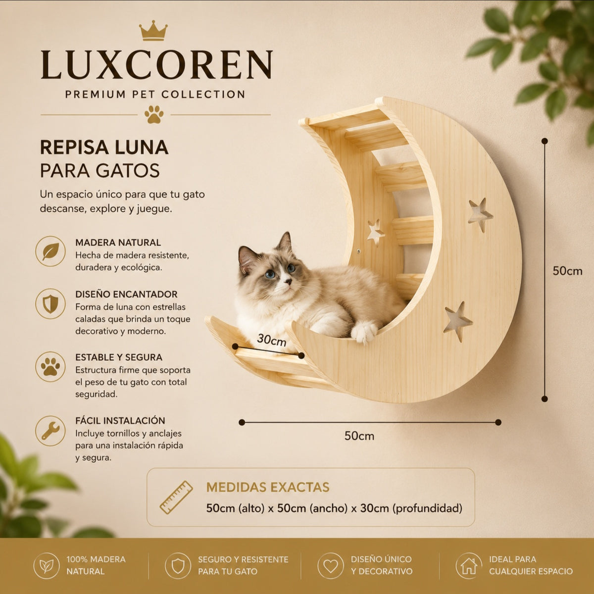 Premium Kletterwand für Katzen aus Massivholz