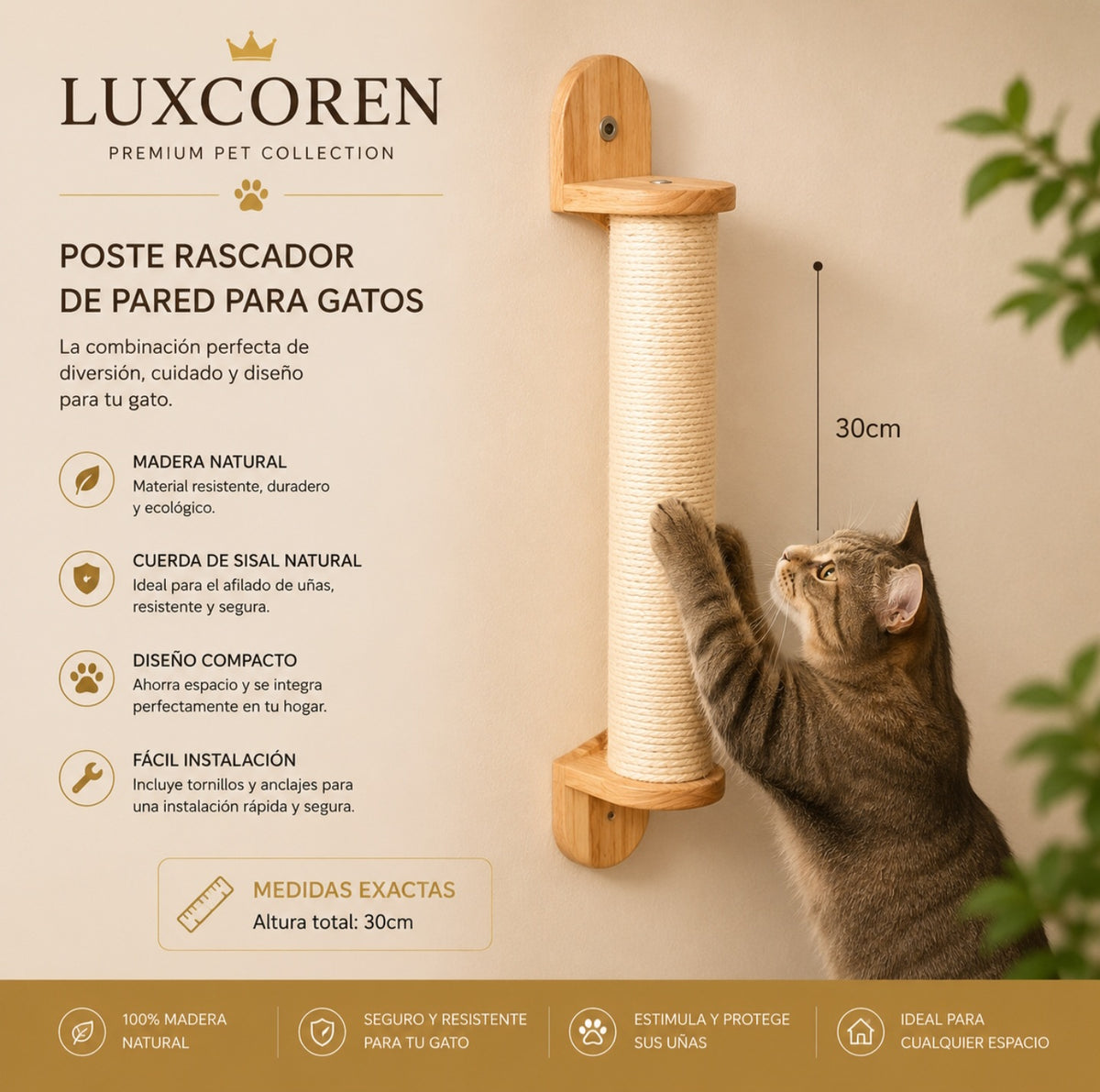 Premium Kletterwand für Katzen aus Massivholz