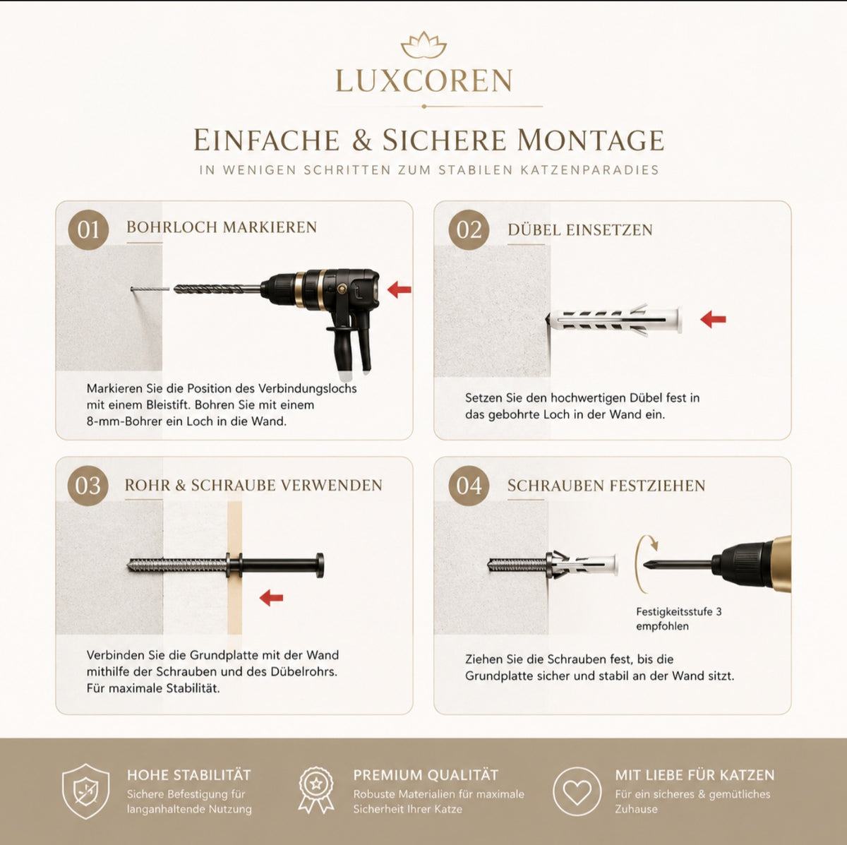 Luxcoren™ Premium Katzen-Kletterwand aus Massivholz