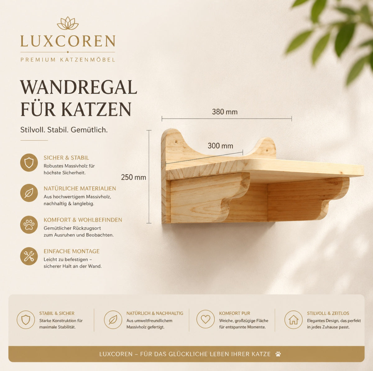Luxcoren™ Premium Katzen-Kletterwand aus Massivholz
