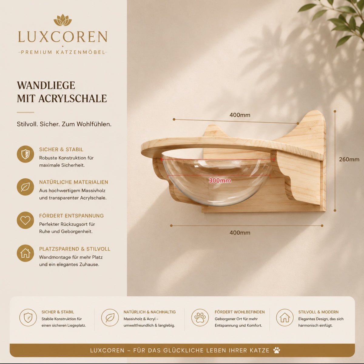 Luxcoren™ Premium Katzen-Kletterwand aus Massivholz