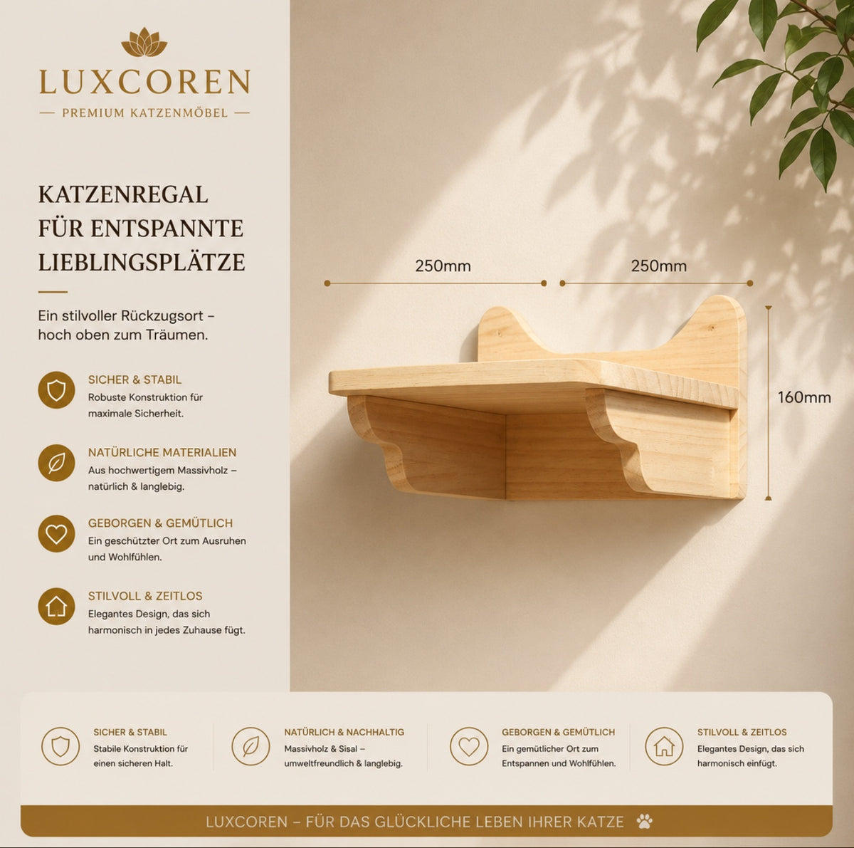 Luxcoren™ Premium Katzen-Kletterwand aus Massivholz