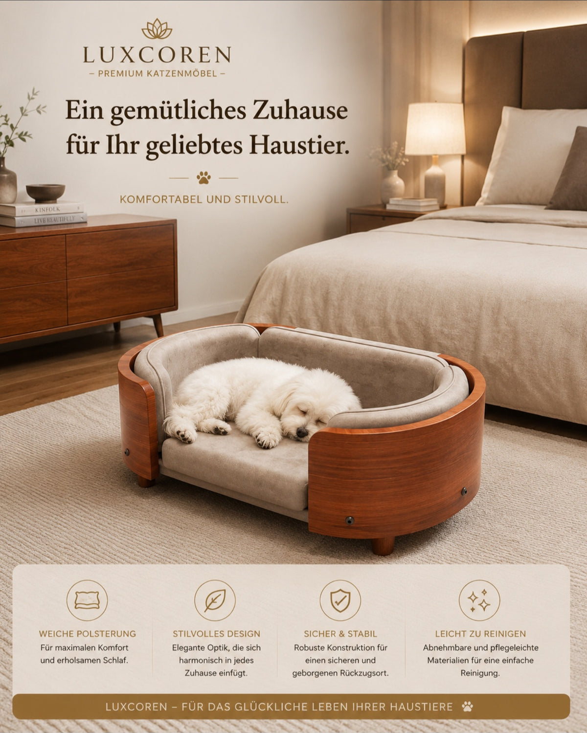 Luxcoren™ Designer-Holzbett für Hunde & Katzen