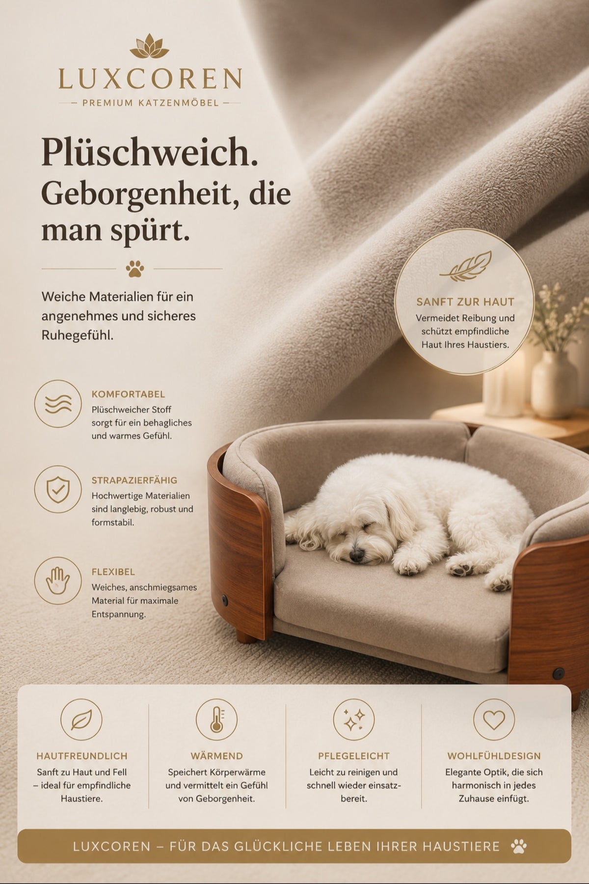 Luxcoren™ Designer-Holzbett für Hunde & Katzen