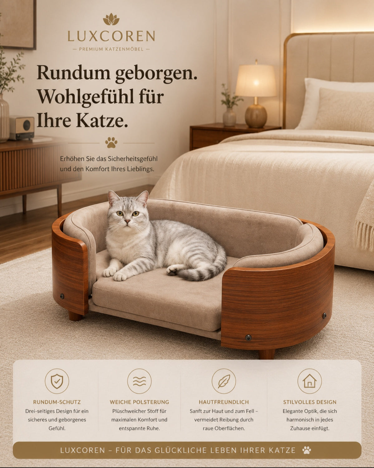 Luxcoren™ Designer-Holzbett für Hunde & Katzen