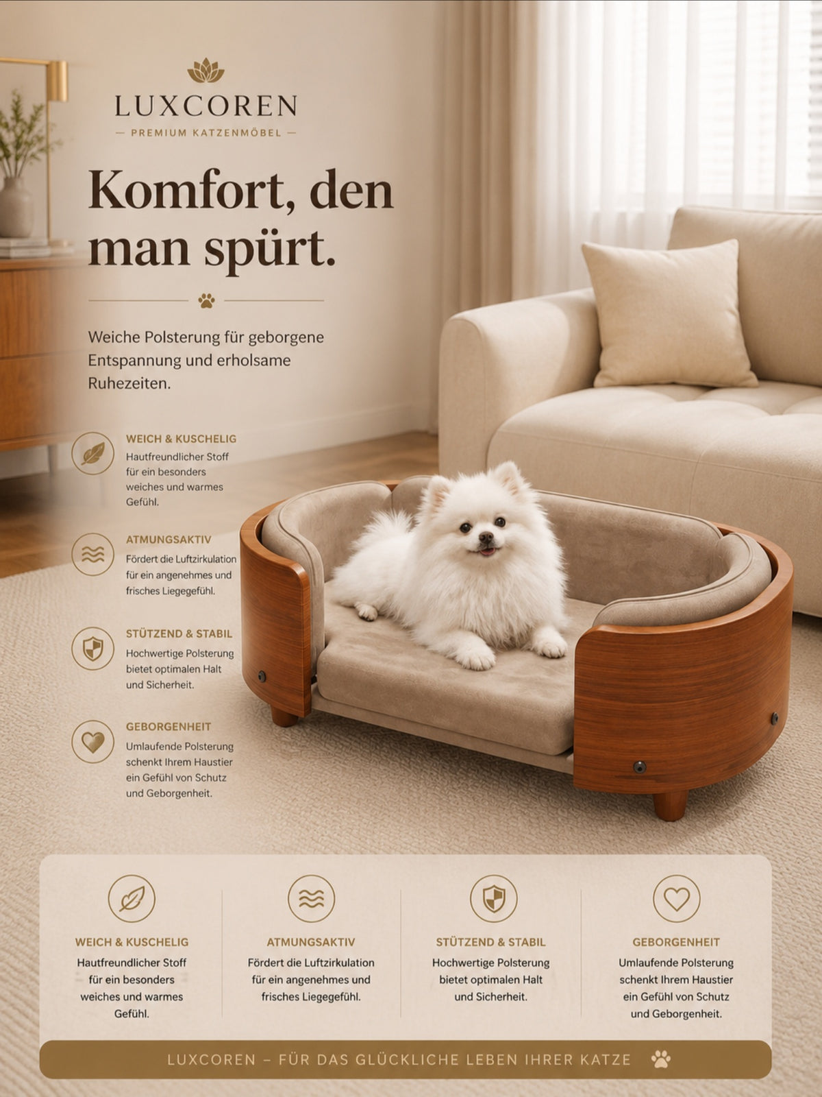 Luxcoren™ Designer-Holzbett für Hunde & Katzen