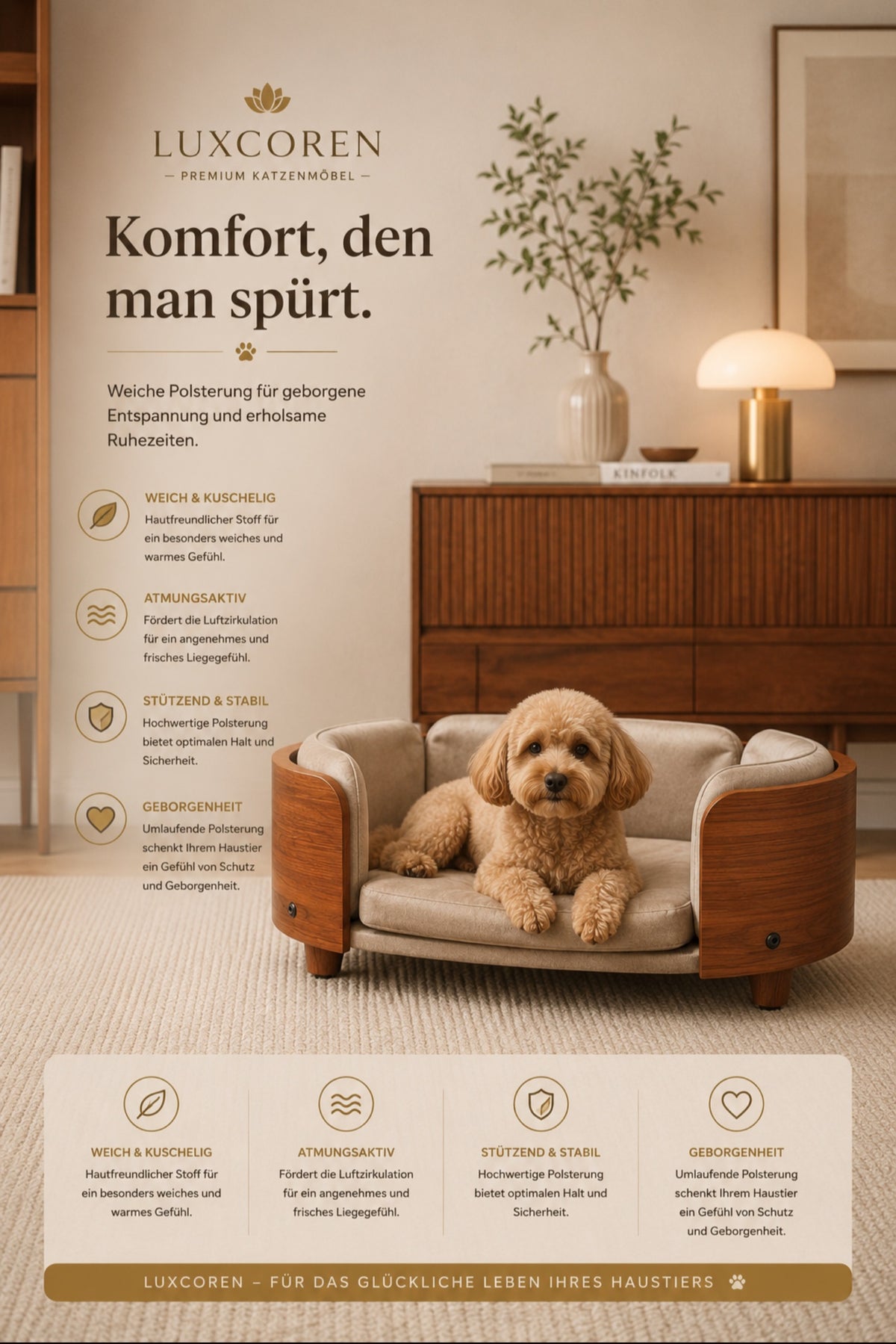 Luxcoren™ Designer-Holzbett für Hunde & Katzen