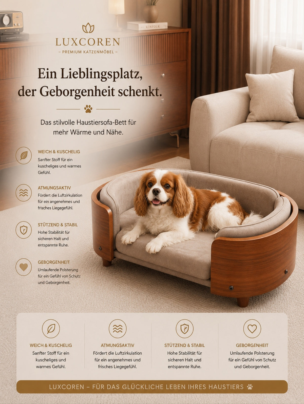 Luxcoren™ Designer-Holzbett für Hunde & Katzen