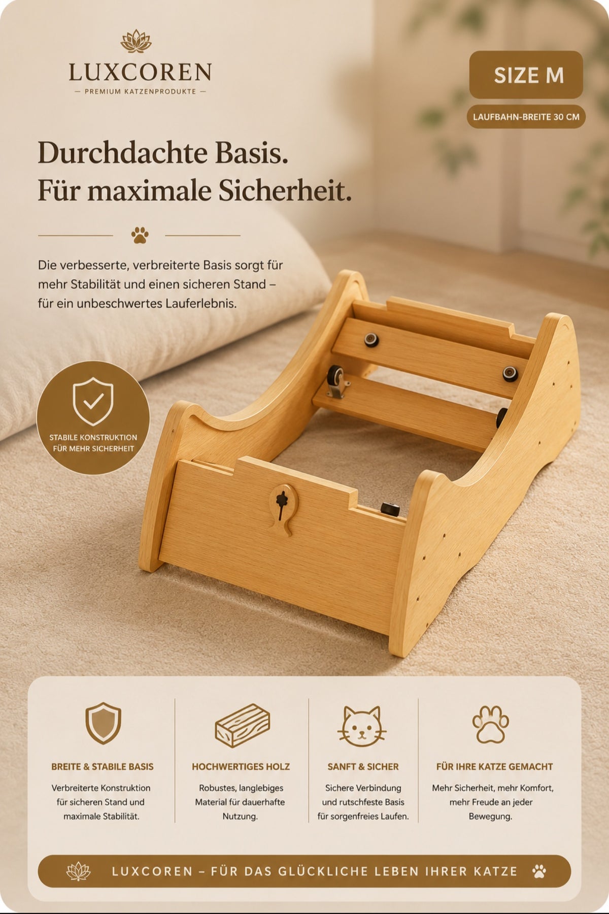 Premium Katzenlaufrad aus Holz – Leise & Stabil