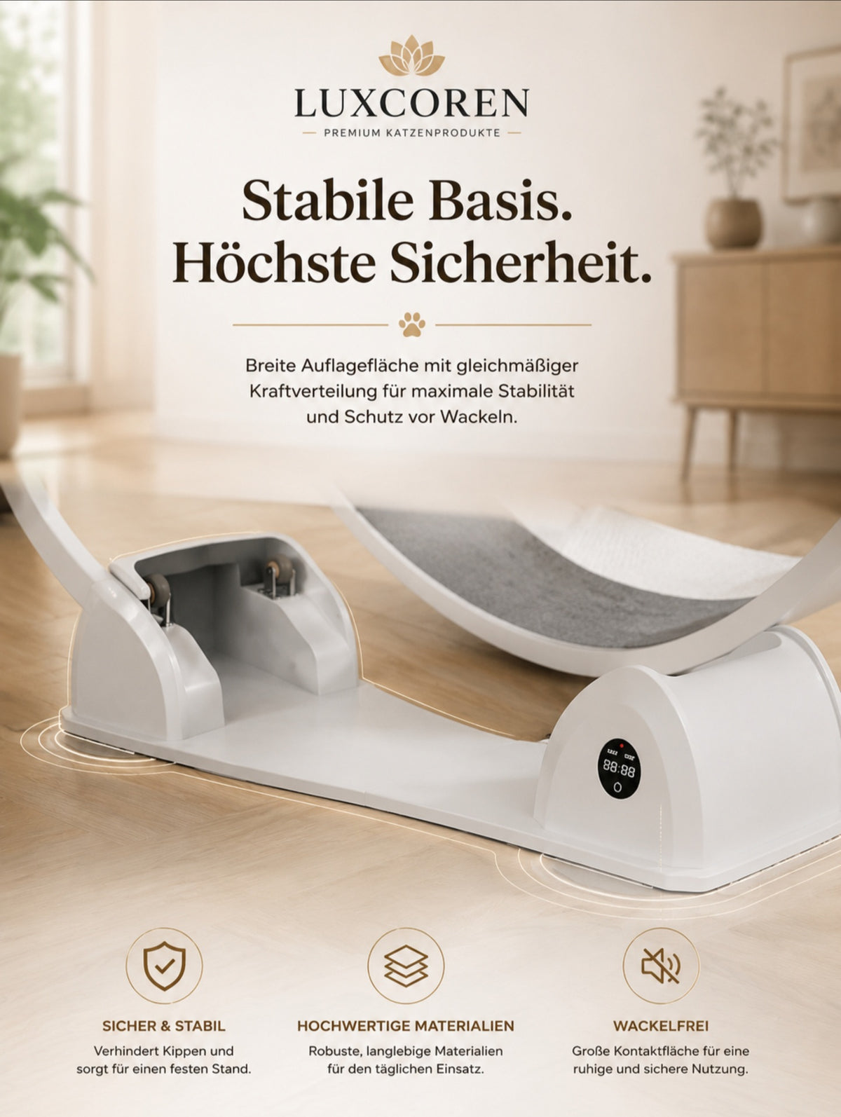 Luxcoren Intelligentes Katzenlaufrad mit LED-Display – Premium, Leise & Für Alle Katzen