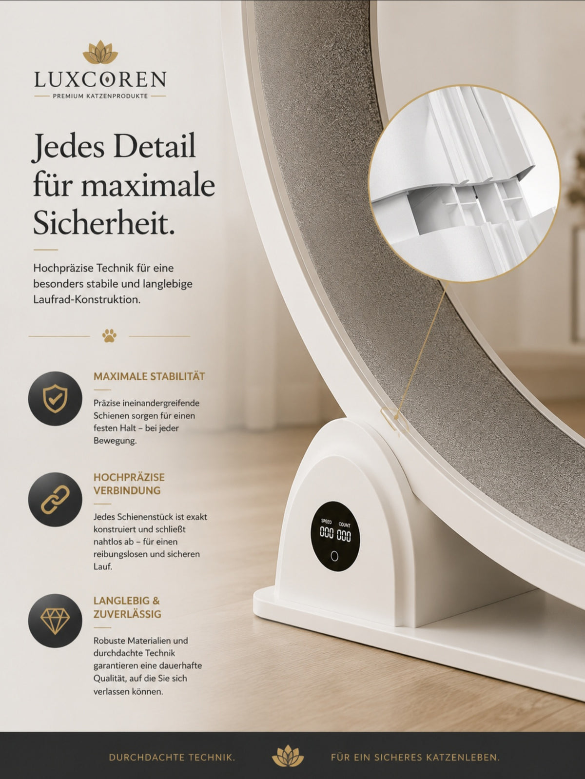 Luxcoren Intelligentes Katzenlaufrad mit LED-Display – Premium, Leise & Für Alle Katzen