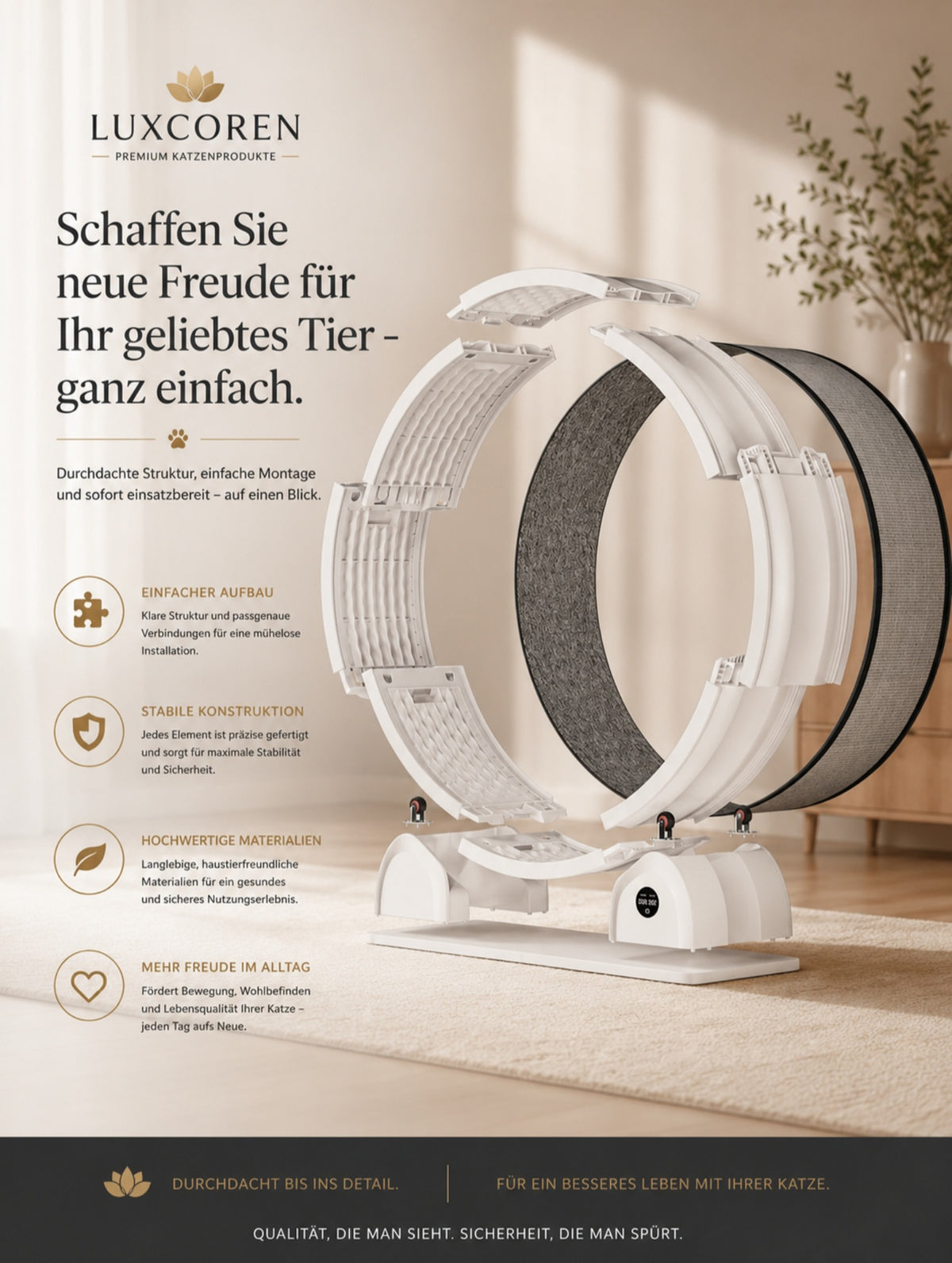 Luxcoren Intelligentes Katzenlaufrad mit LED-Display – Premium, Leise & Für Alle Katzen