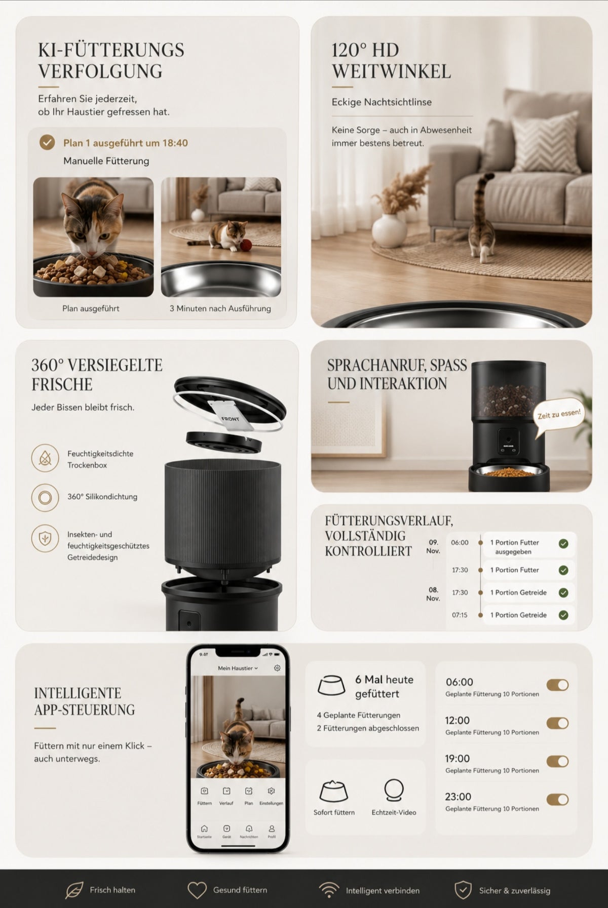 Luxcoren Smart Futterautomat mit HD-Kamera, WLAN & App – Für Hunde & Katzen