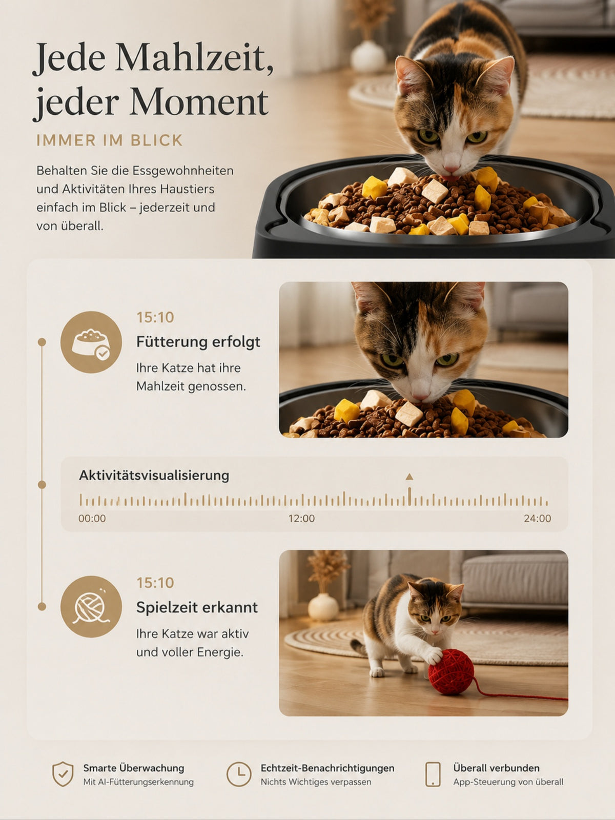 Luxcoren Smart Futterautomat mit HD-Kamera, WLAN & App – Für Hunde & Katzen