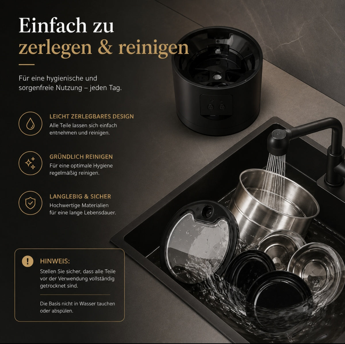 Luxcoren Automatischer Futterspender – Edelstahl, Doppelnapf & App-Steuerung