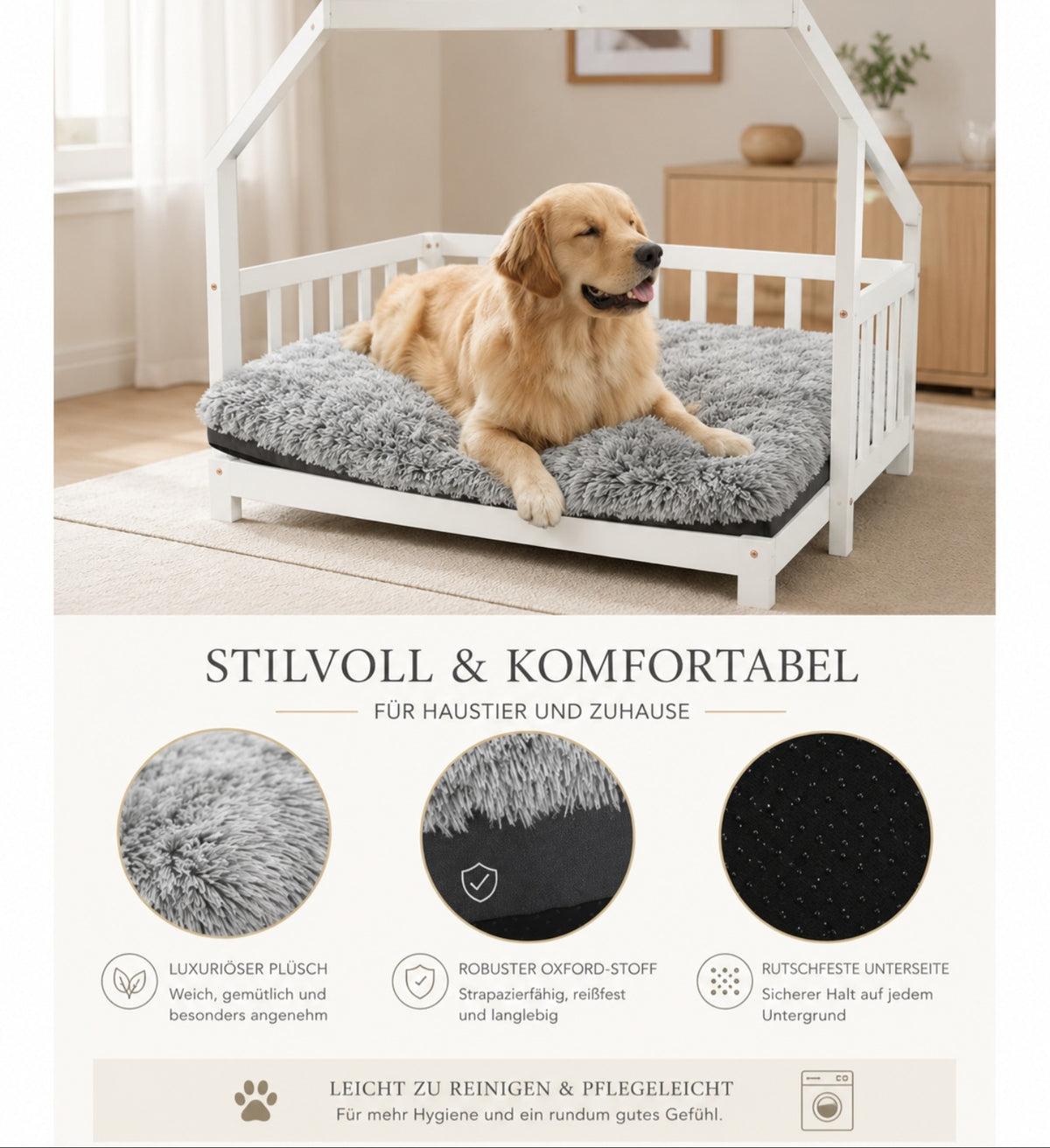 Luxcoren Deluxe Plüsch-Hundebett – Ultraweich, Waschbar & Orthopädisch