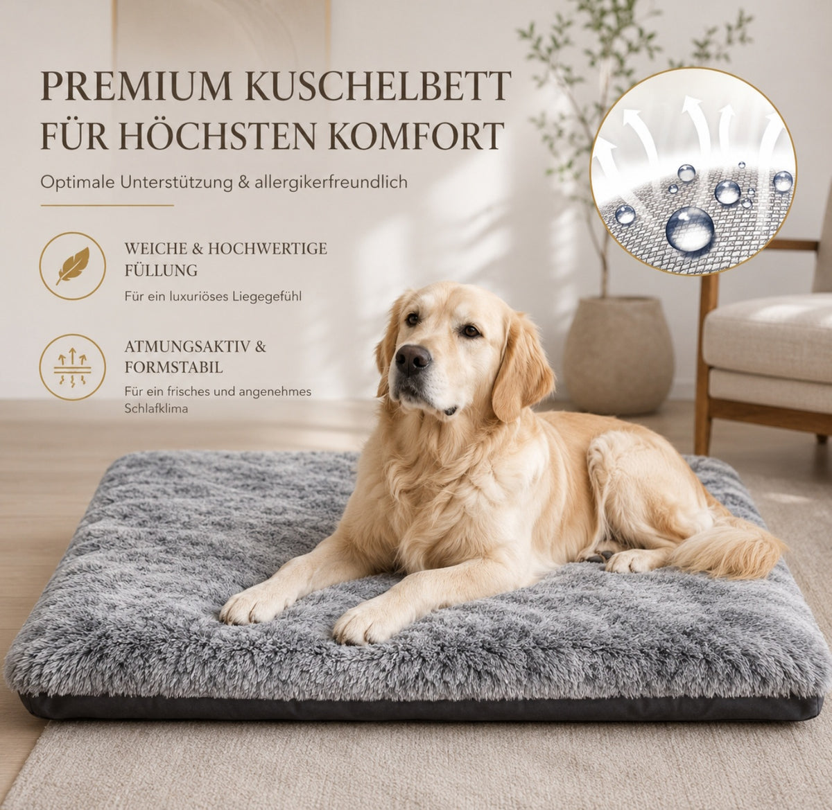 Luxcoren Deluxe Plüsch-Hundebett – Ultraweich, Waschbar & Orthopädisch