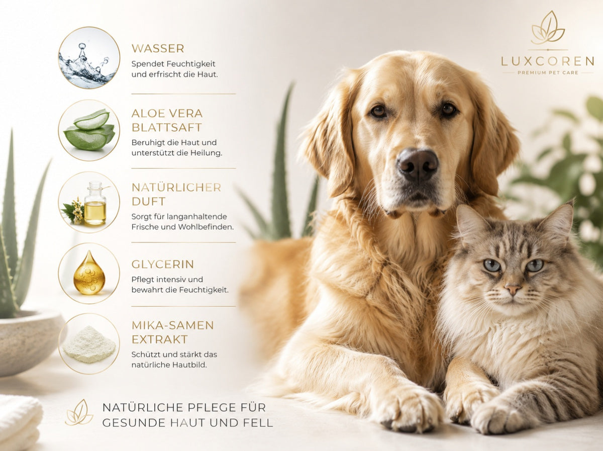 Luxcoren Premium Hunde- & Katzenshampoo mit Aloe Vera – Sanfte Reinigung & Pflege