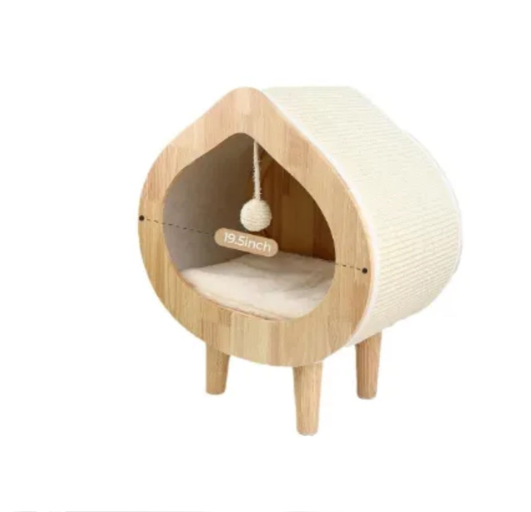 Luxuriöses Katzenbett aus Holz