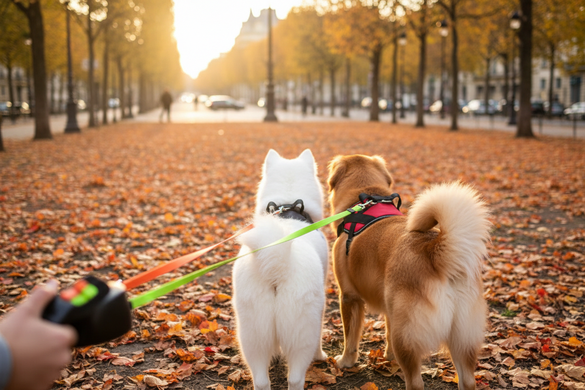 Luxcoren Doppel-Rollleine 360° – Anti-Verhedderung für Zwei Hunde