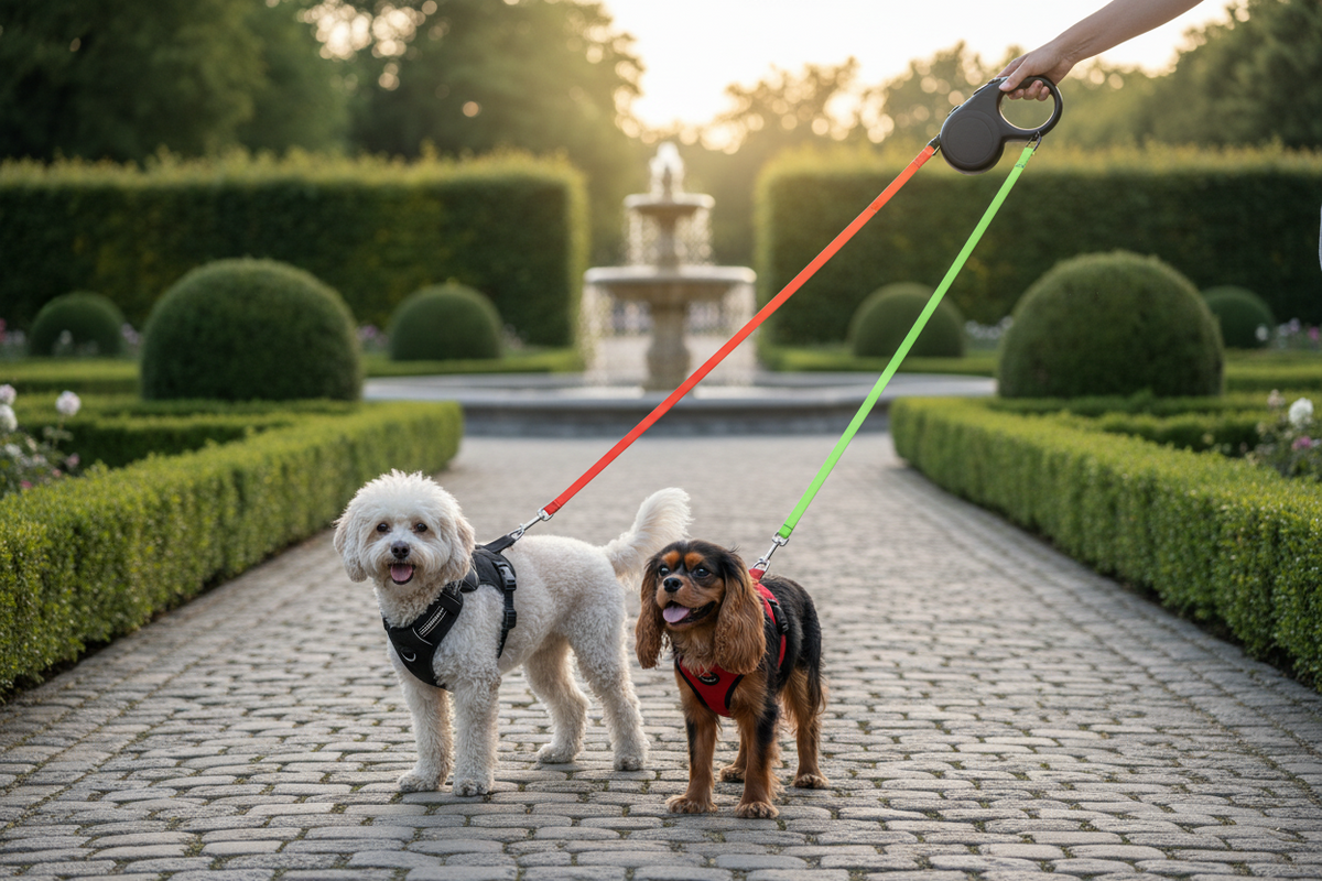 Luxcoren Doppel-Rollleine 360° – Anti-Verhedderung für Zwei Hunde