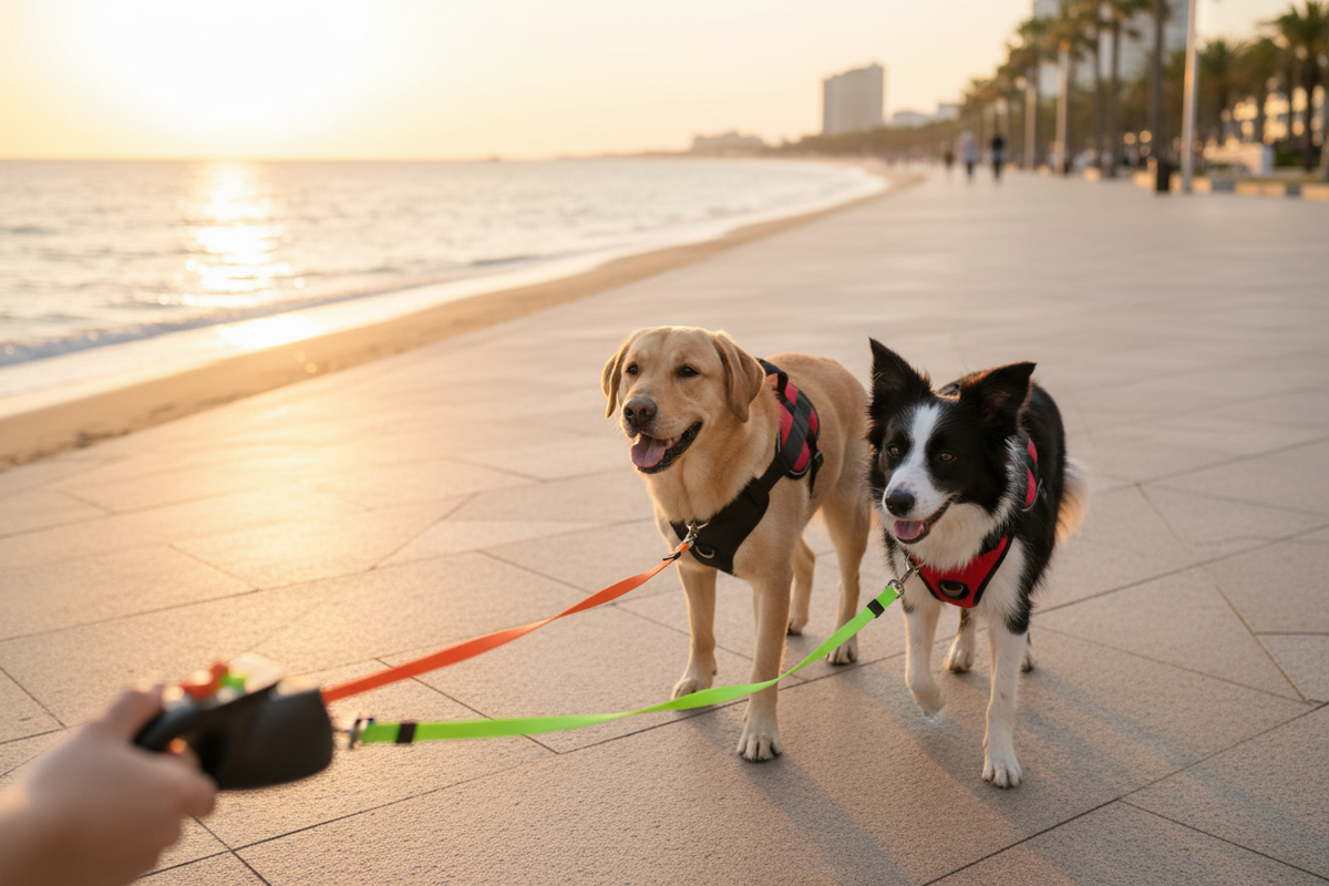 Luxcoren Doppel-Rollleine 360° – Anti-Verhedderung für Zwei Hunde