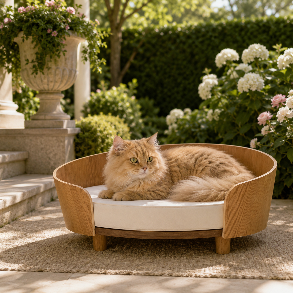 Luxuriöses Holzbett für Katzen & kleine Hunde