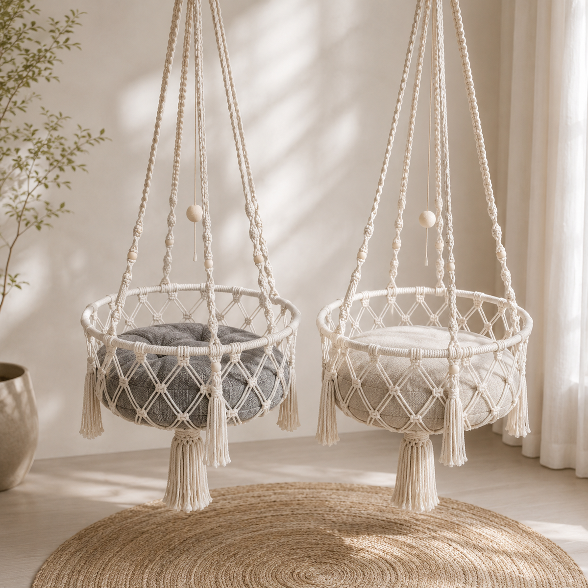 Luxuriöses Hängendes Katzenbett im Boho-Stil
