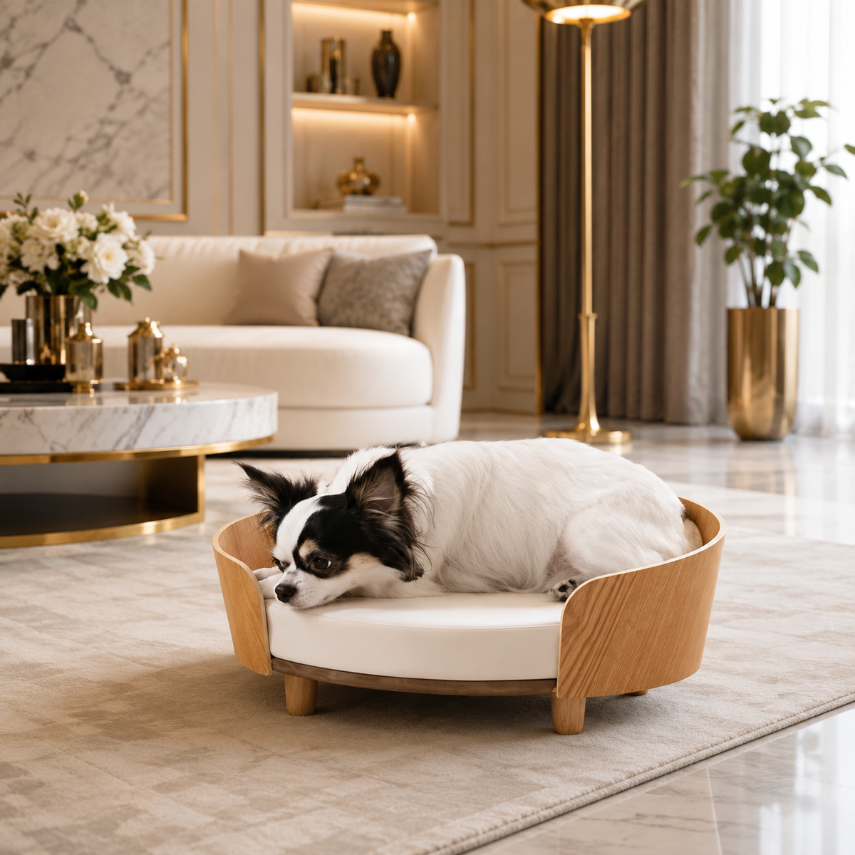 Luxuriöses Holzbett für Katzen & kleine Hunde