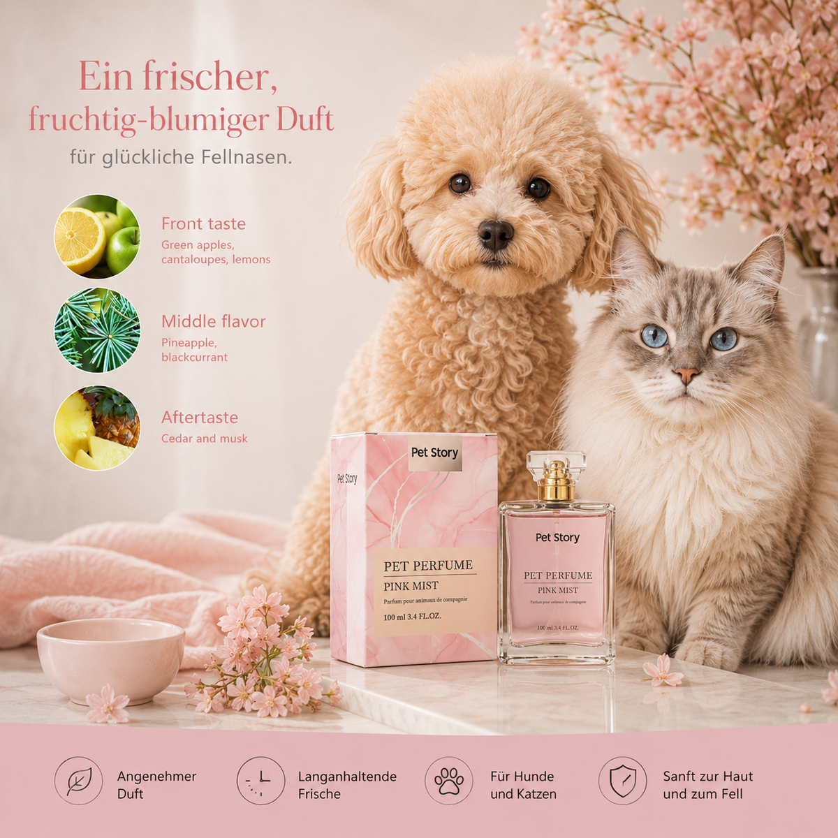 Premium Haustierparfüm für Hunde und Katzen – Lang anhaltender Frischeduft