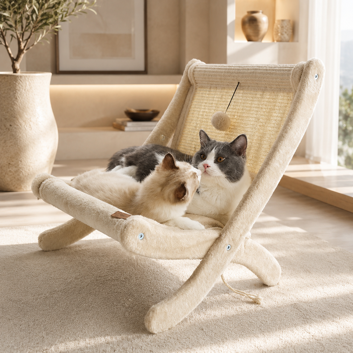 Premium Katzenliege aus Holz mit Kratzfläche