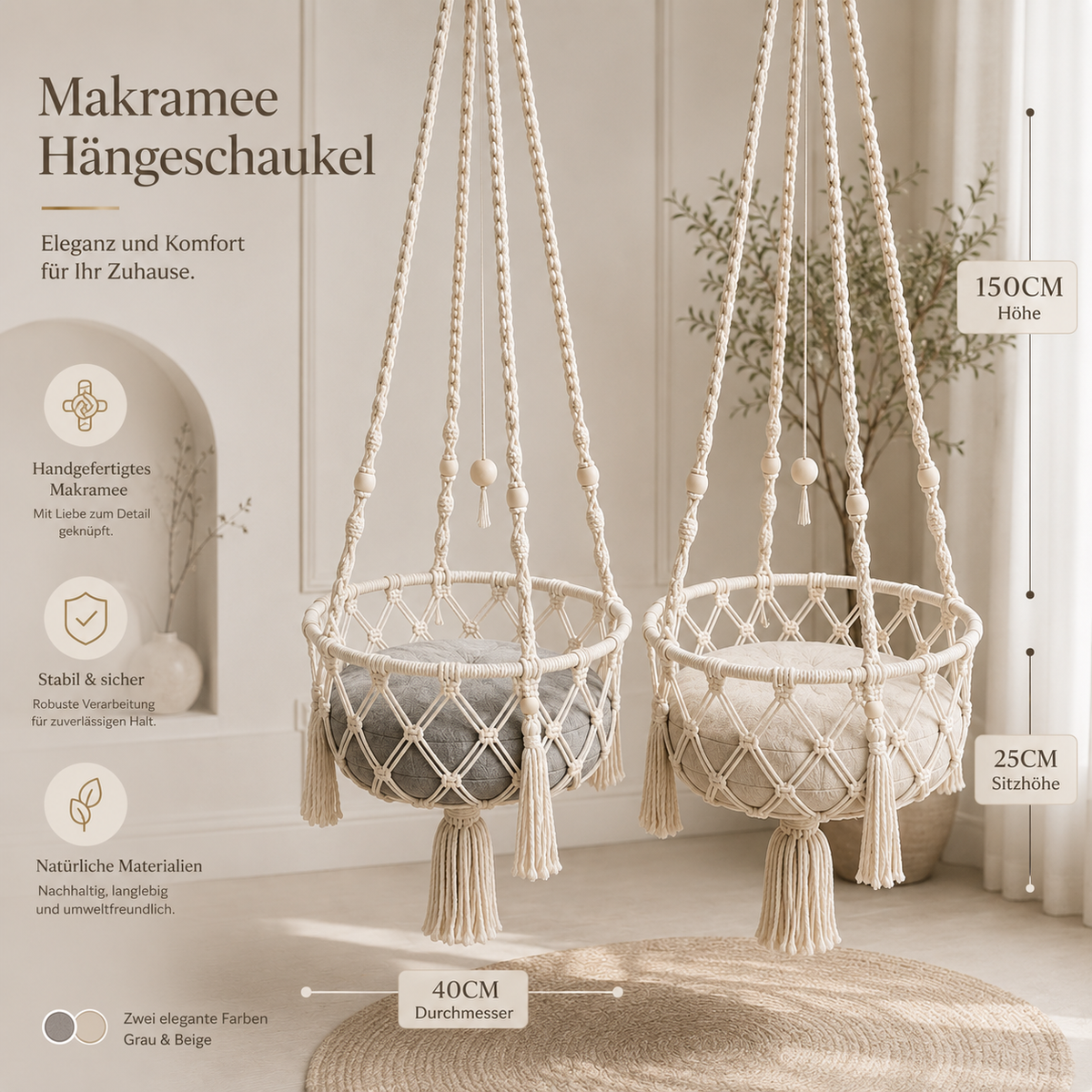 Luxuriöses Hängendes Katzenbett im Boho-Stil
