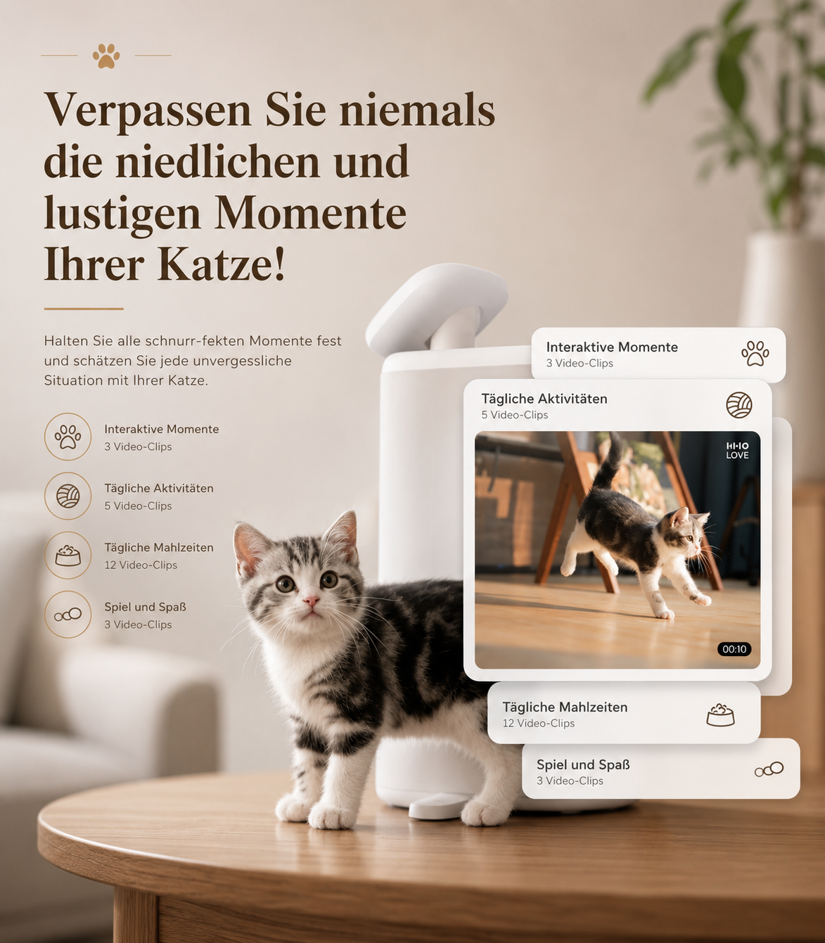Smart Automatischer Futterspender mit 360° Kamera für Hunde & Katzen
