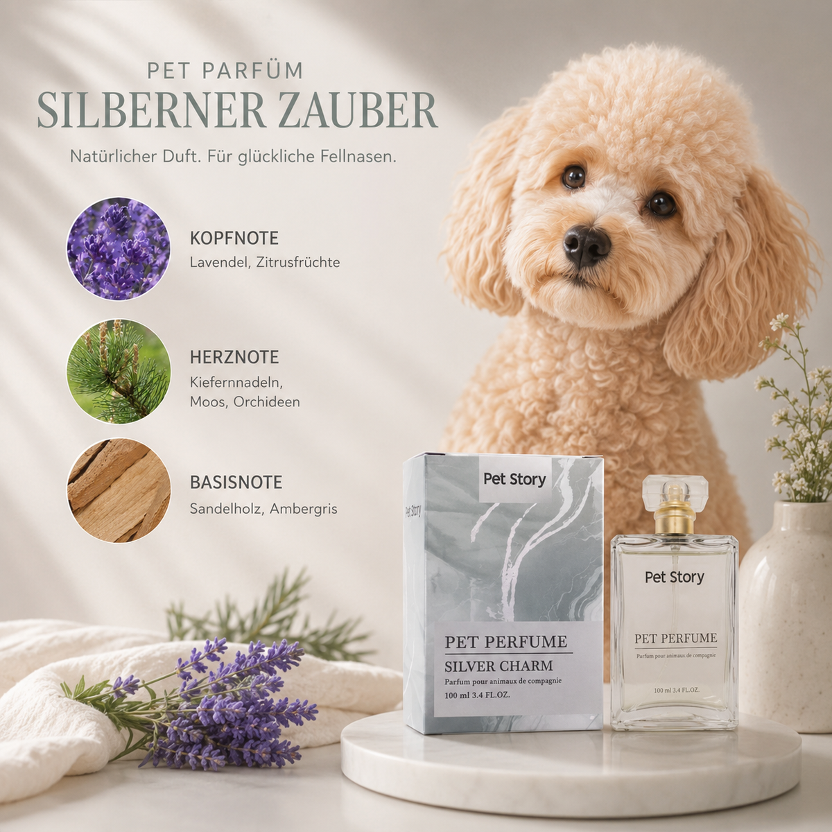 Premium Haustierparfüm für Hunde und Katzen – Lang anhaltender Frischeduft