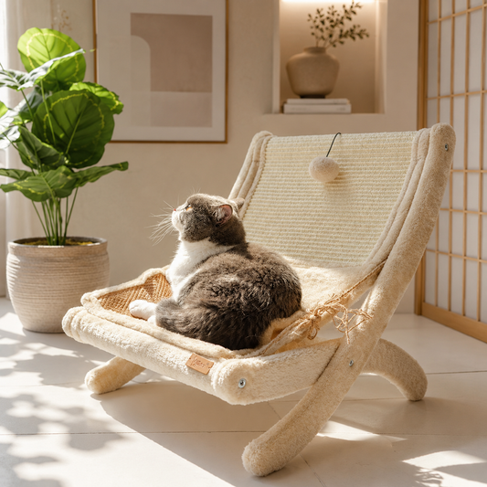 Premium Katzenliege aus Holz mit Kratzfläche